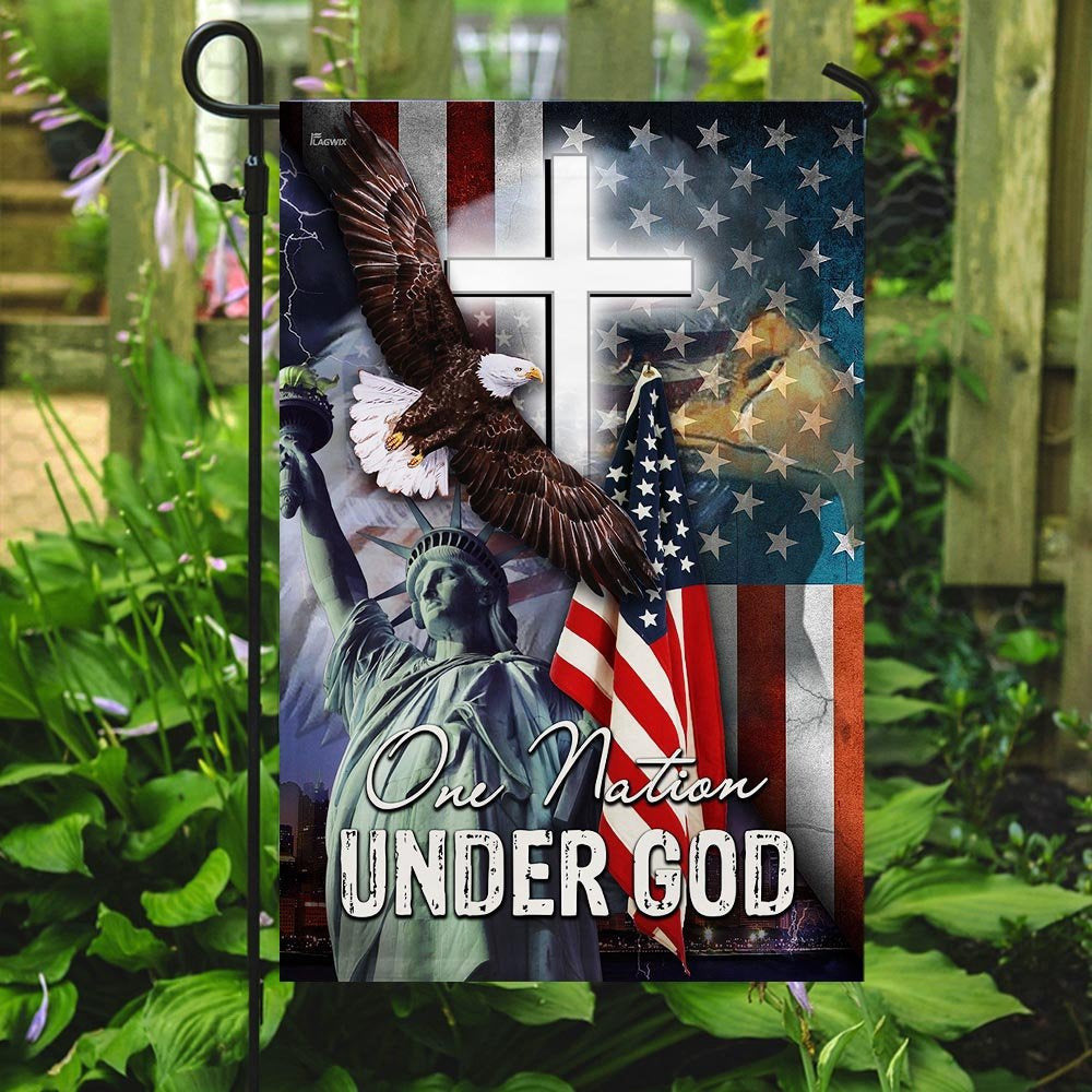 Christian Garden Flags, One Nation Under God American Eagle Flag, Christian House Flags, Christian Cross Flag, Faith Flag, easychoo.com