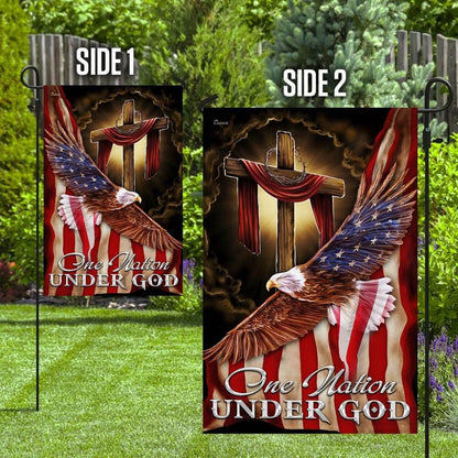Christian Garden Flags, One Nation Under God American Eagle Flag, Christian House Flags, Christian Cross Flag, Faith Flag, easychoo.com
