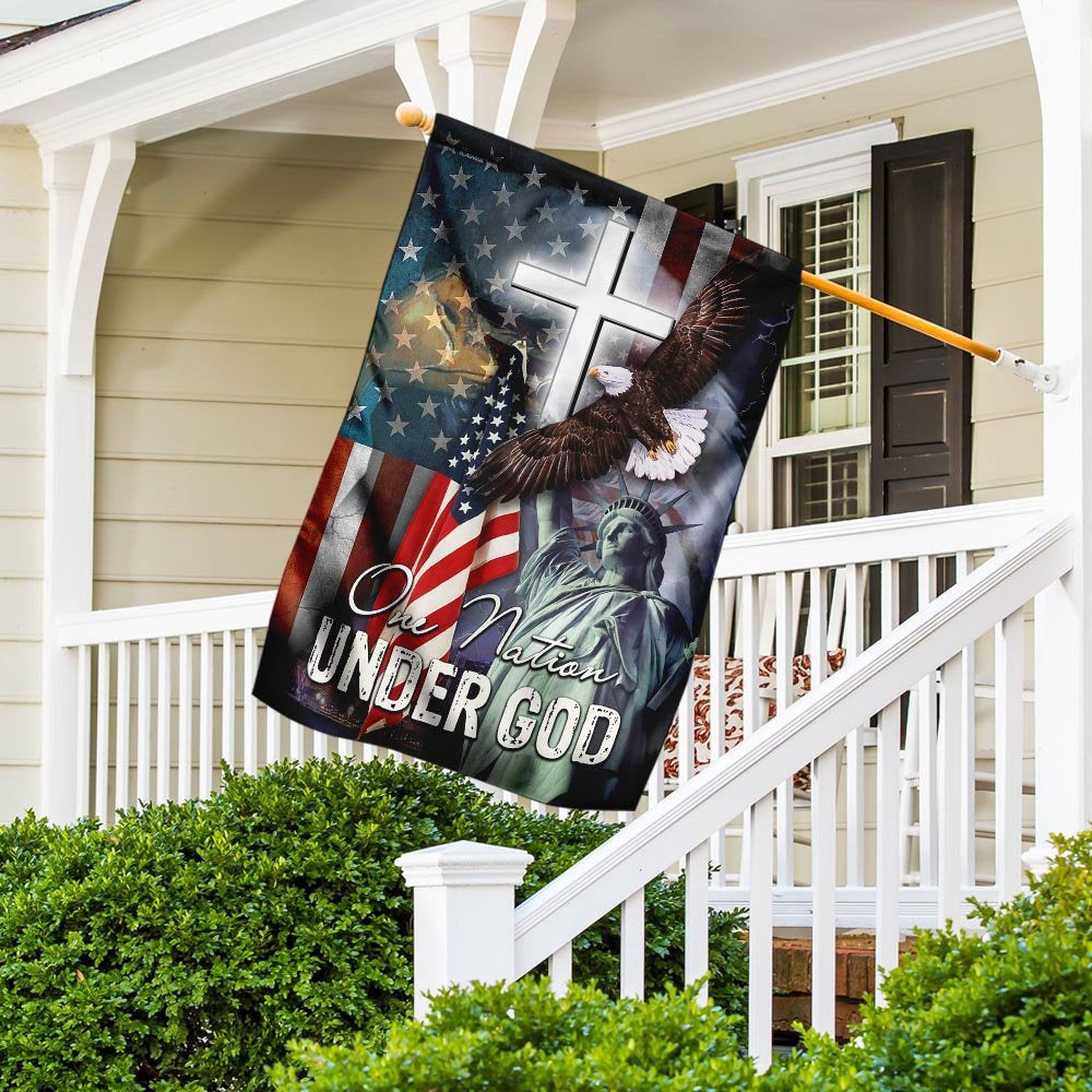 Christian Garden Flags, One Nation Under God American Eagle Flag, Christian House Flags, Christian Cross Flag, Faith Flag, easychoo.com