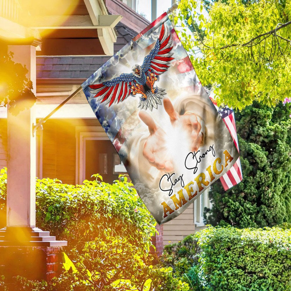 Christian Garden Flags, Stay Strong America, God's Nation Flag, Christian House Flags, Christian Cross Flag, Faith Flag, easychoo.com