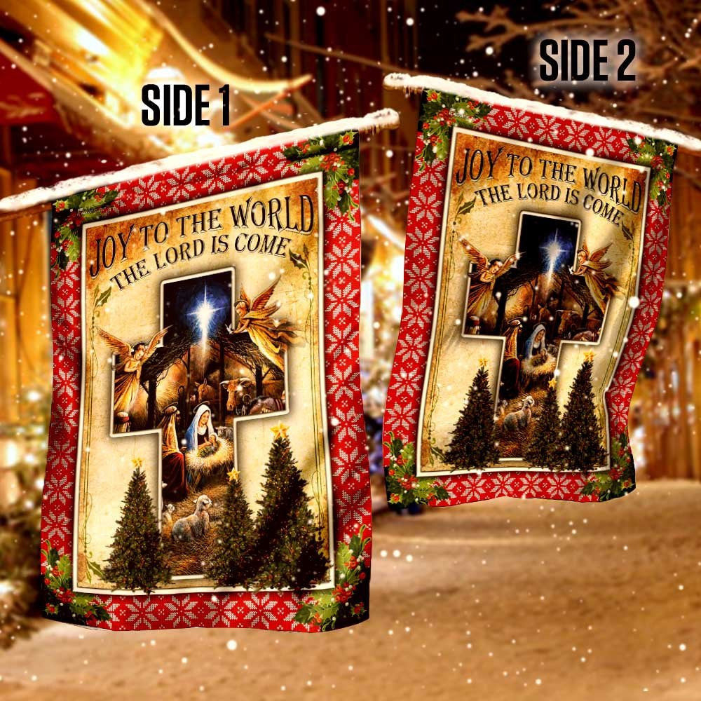 Christian Garden Flags, Joy To The World The Lord Is Come Jesus Christmas Flag, Christian House Flags, Christian Cross Flag, Faith Flag, easychoo.com