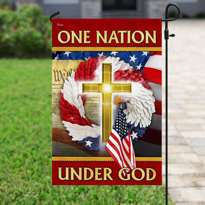 Christian Garden Flags, One Nation Under God American Eagle Wreath Flag, Christian House Flags, Christian Cross Flag, Faith Flag, easychoo.com