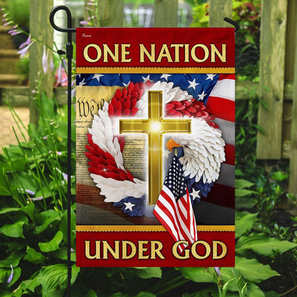 Christian Garden Flags, One Nation Under God American Eagle Wreath Flag, Christian House Flags, Christian Cross Flag, Faith Flag, easychoo.com