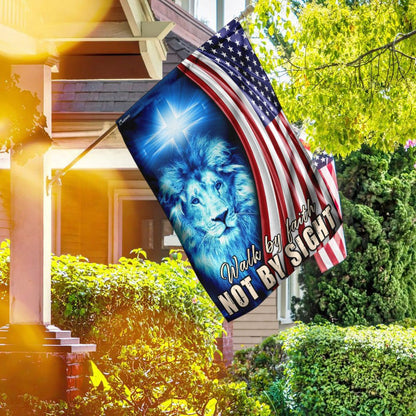 Christian Garden Flags, Walk By Faith Not By Sight Flag, Christian House Flags, Christian Cross Flag, Faith Flag, easychoo.com