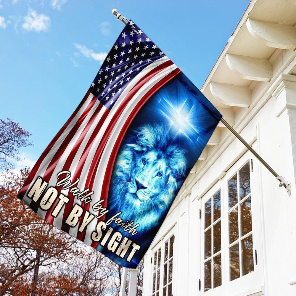 Christian Garden Flags, Walk By Faith Not By Sight Flag, Christian House Flags, Christian Cross Flag, Faith Flag, easychoo.com