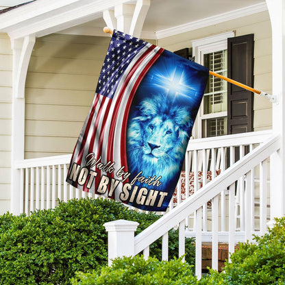 Christian Garden Flags, Walk By Faith Not By Sight Flag, Christian House Flags, Christian Cross Flag, Faith Flag, easychoo.com