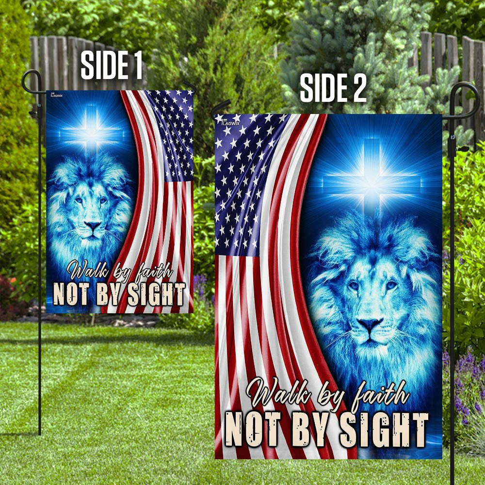 Christian Garden Flags, Walk By Faith Not By Sight Flag, Christian House Flags, Christian Cross Flag, Faith Flag, easychoo.com