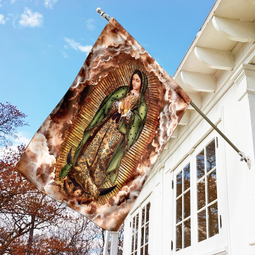 Christian Garden Flags, Our Lady of Guadalupe Clouds Flag, Christian House Flags, Christian Cross Flag, Faith Flag, easychoo.com