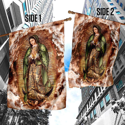 Christian Garden Flags, Our Lady of Guadalupe Clouds Flag, Christian House Flags, Christian Cross Flag, Faith Flag, easychoo.com