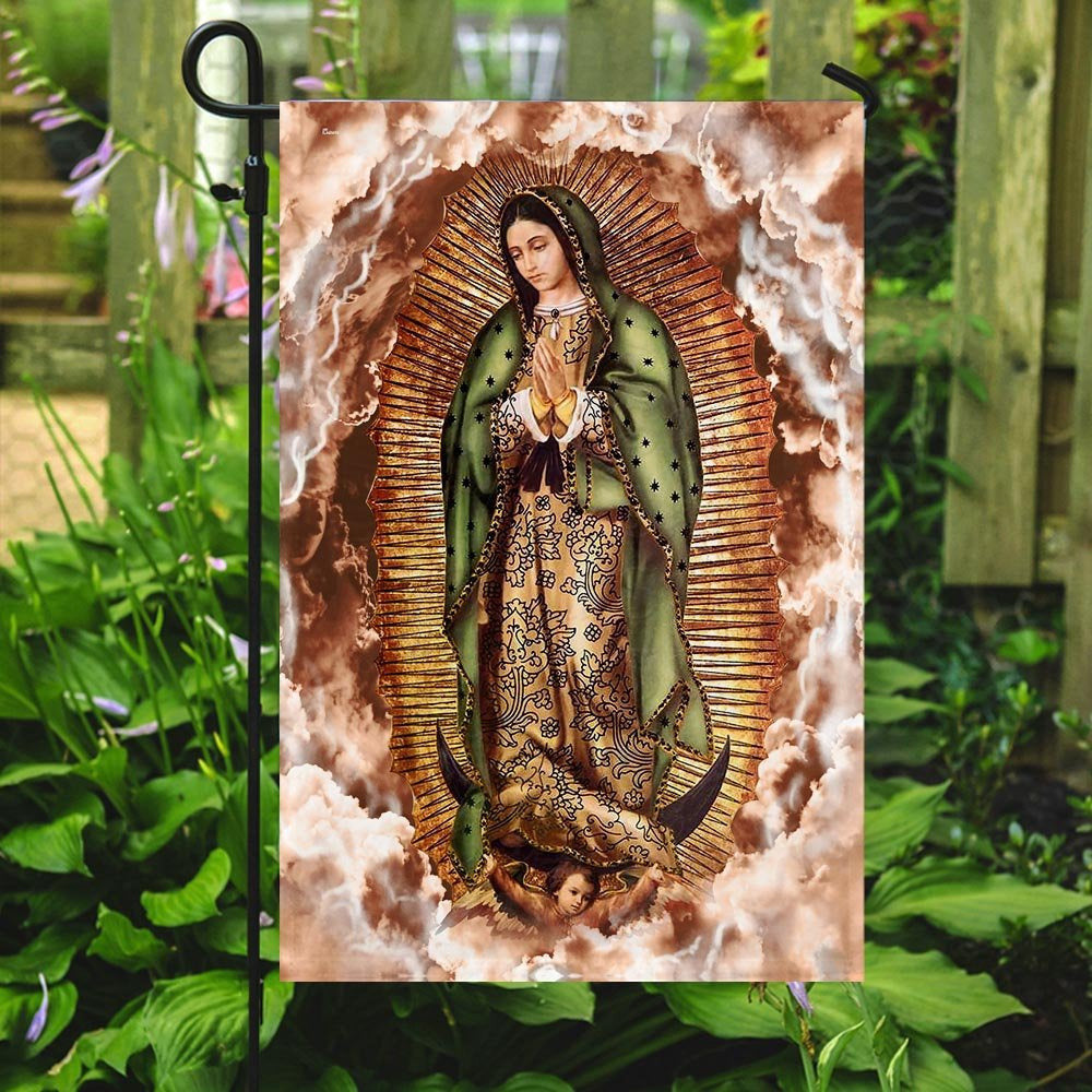 Christian Garden Flags, Our Lady of Guadalupe Clouds Flag, Christian House Flags, Christian Cross Flag, Faith Flag, easychoo.com