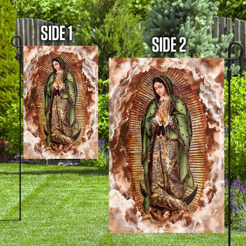 Christian Garden Flags, Our Lady of Guadalupe Clouds Flag, Christian House Flags, Christian Cross Flag, Faith Flag, easychoo.com