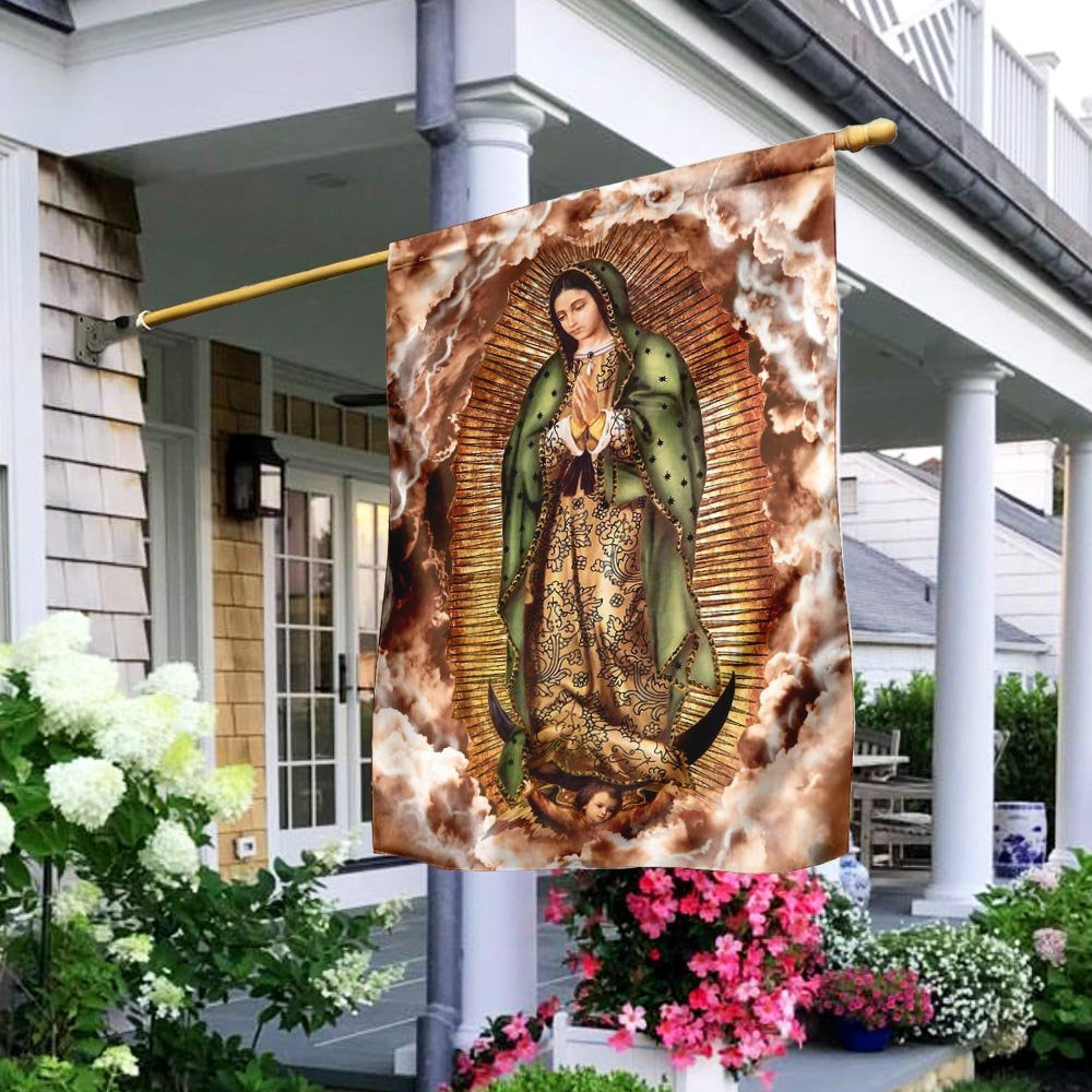 Christian Garden Flags, Our Lady of Guadalupe Clouds Flag, Christian House Flags, Christian Cross Flag, Faith Flag, easychoo.com