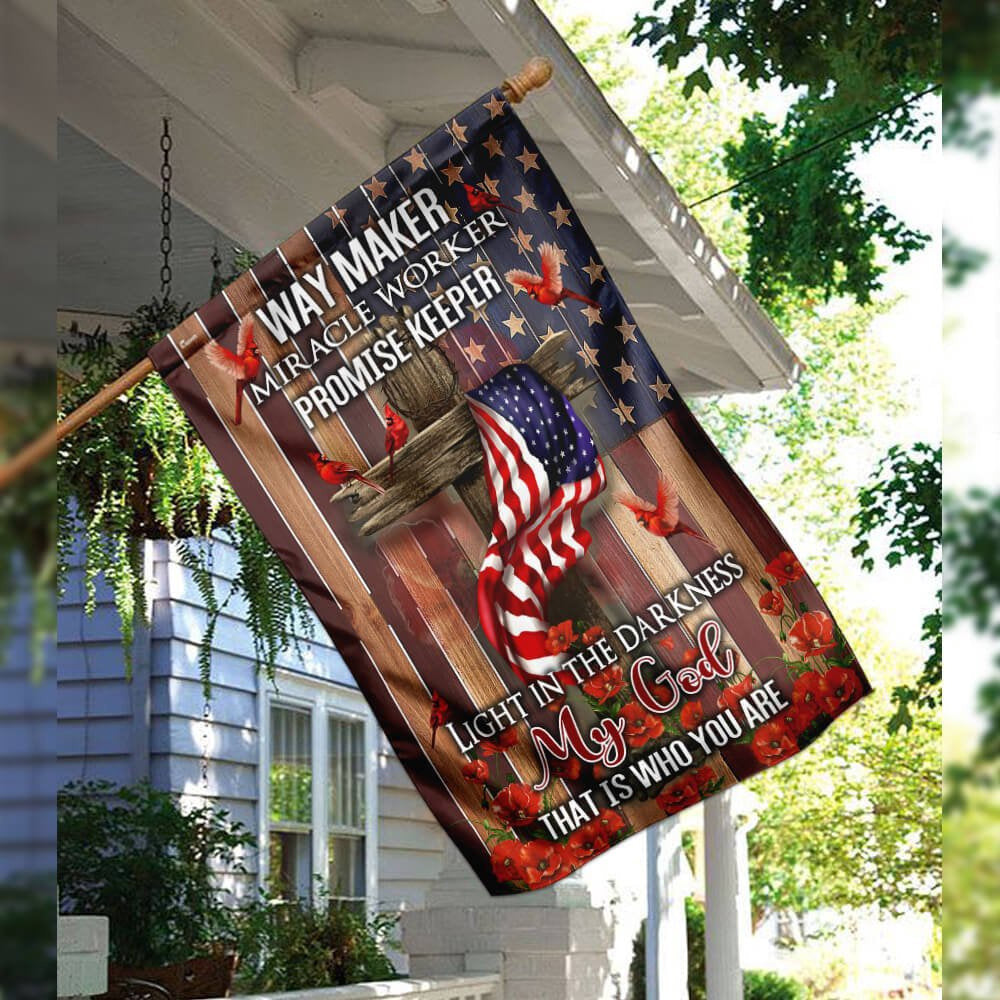 Christian Garden Flags, Way Maker, Miracle Worker, My God Flag, Christian House Flags, Christian Cross Flag, Faith Flag, easychoo.com