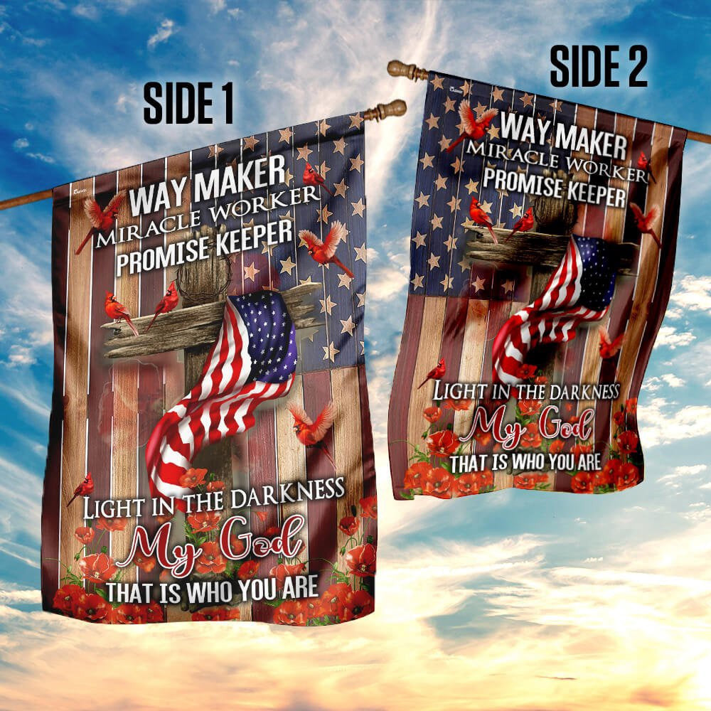 Christian Garden Flags, Way Maker, Miracle Worker, My God Flag, Christian House Flags, Christian Cross Flag, Faith Flag, easychoo.com