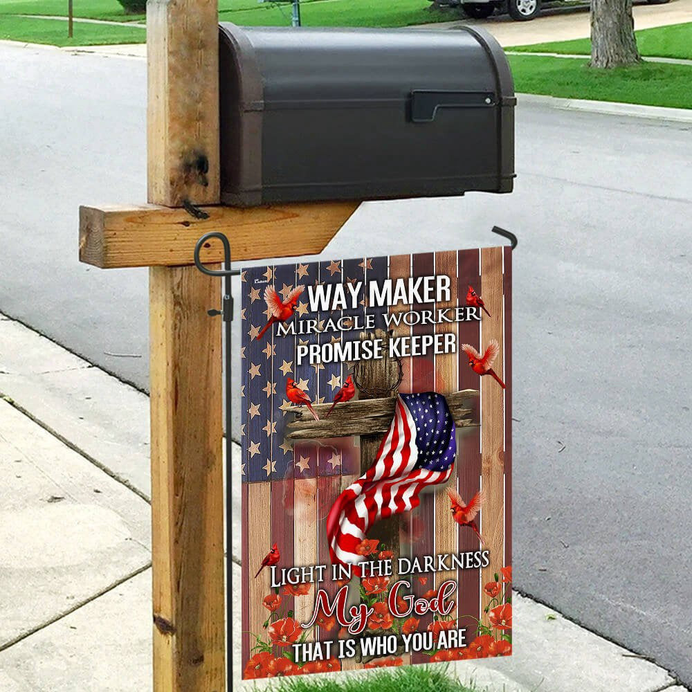 Christian Garden Flags, Way Maker, Miracle Worker, My God Flag, Christian House Flags, Christian Cross Flag, Faith Flag, easychoo.com