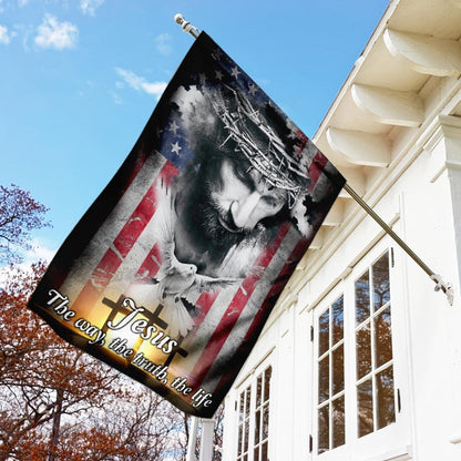 Christian Garden Flags, Jesus, The Way, The Truth, The Life Flag, Christian House Flags, Christian Cross Flag, Faith Flag, easychoo.com