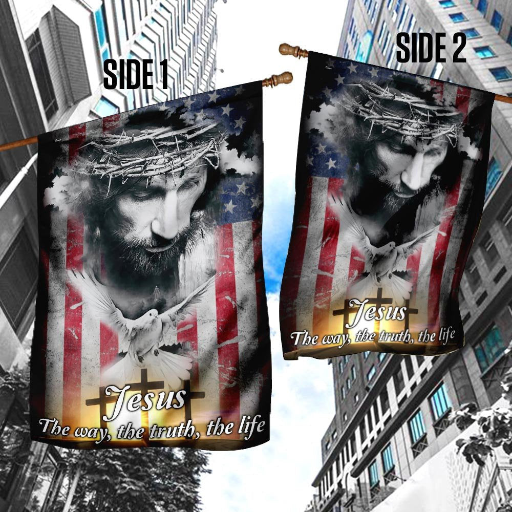 Christian Garden Flags, Jesus, The Way, The Truth, The Life Flag, Christian House Flags, Christian Cross Flag, Faith Flag, easychoo.com