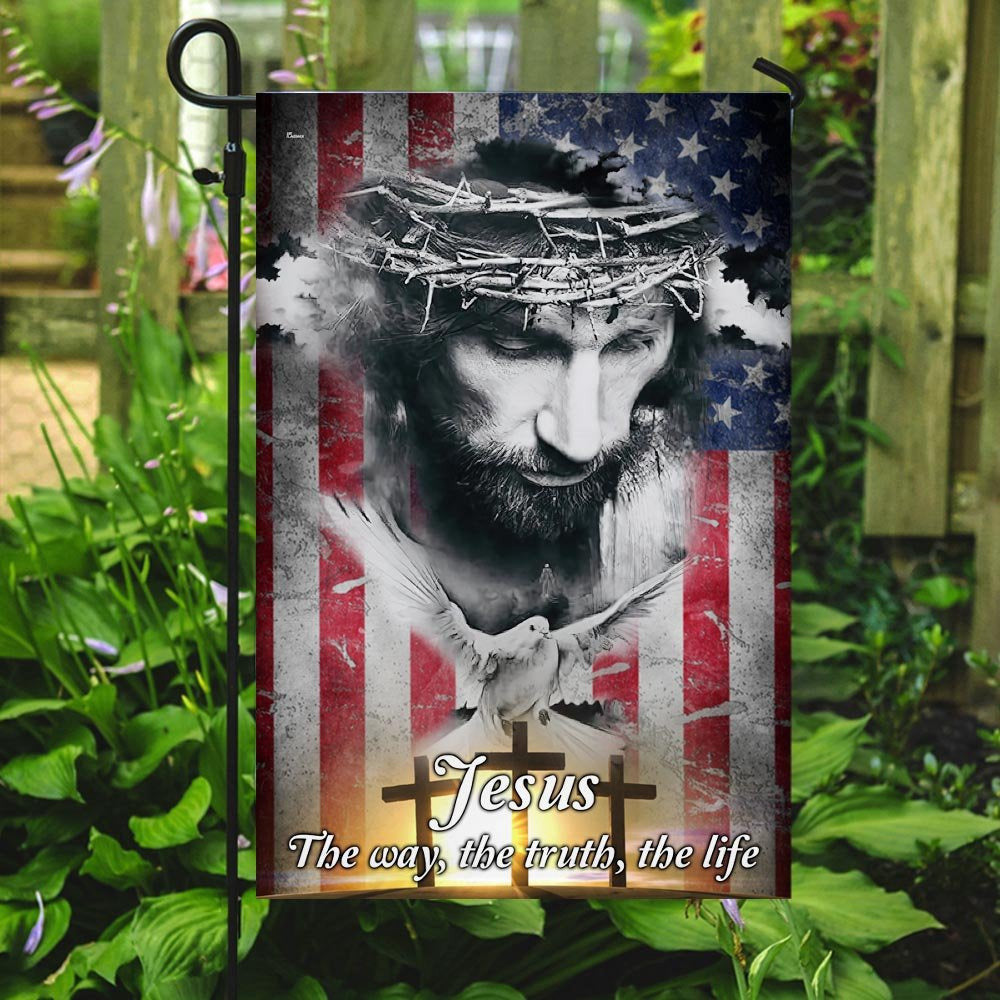 Christian Garden Flags, Jesus, The Way, The Truth, The Life Flag, Christian House Flags, Christian Cross Flag, Faith Flag, easychoo.com