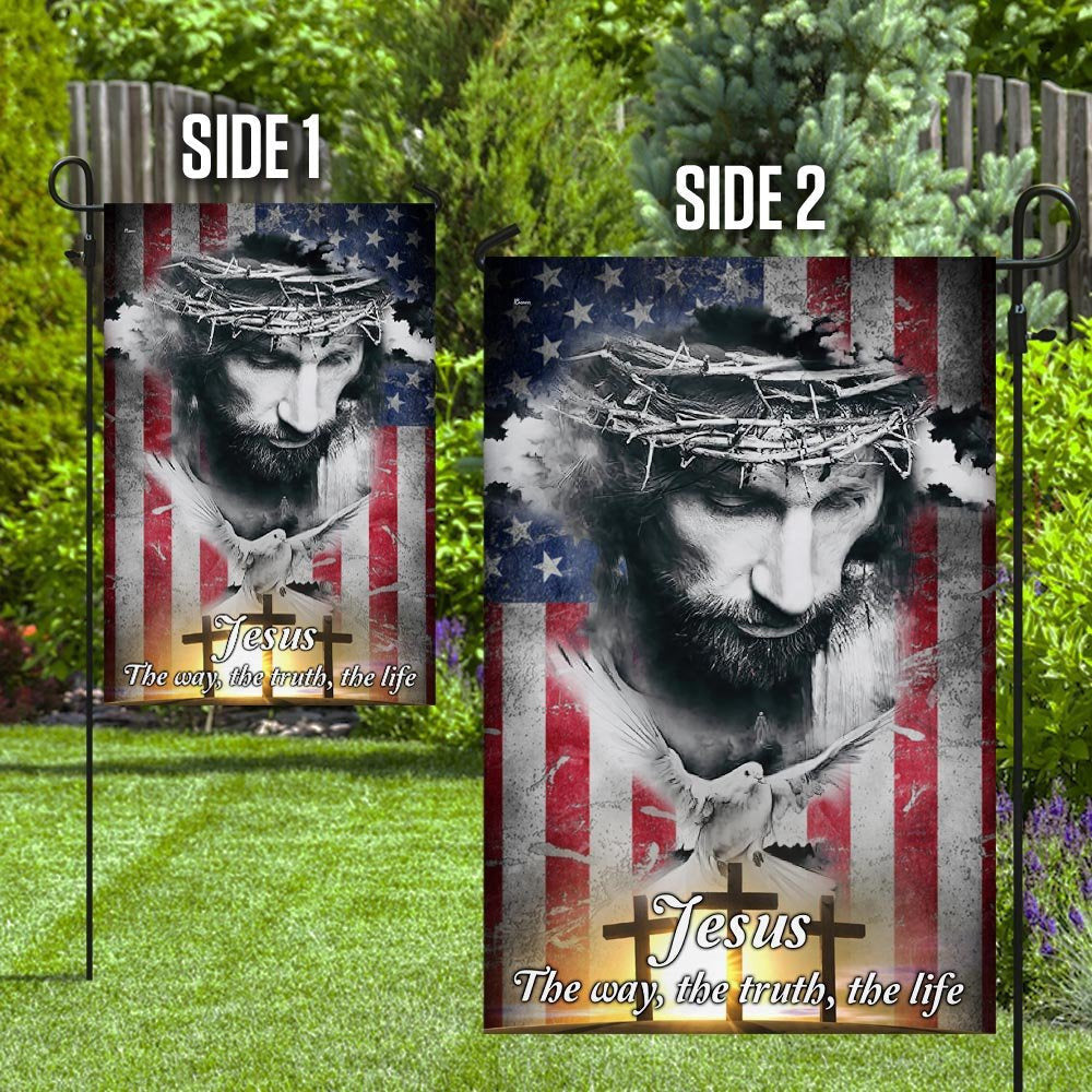 Christian Garden Flags, Jesus, The Way, The Truth, The Life Flag, Christian House Flags, Christian Cross Flag, Faith Flag, easychoo.com