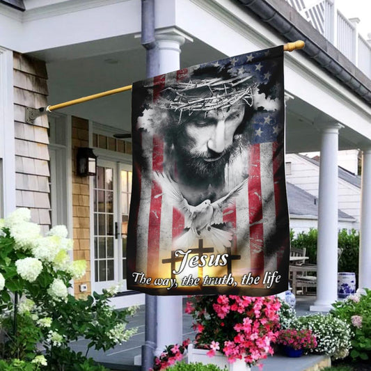 Christian Garden Flags, Jesus, The Way, The Truth, The Life Flag, Christian House Flags, Christian Cross Flag, Faith Flag, easychoo.com