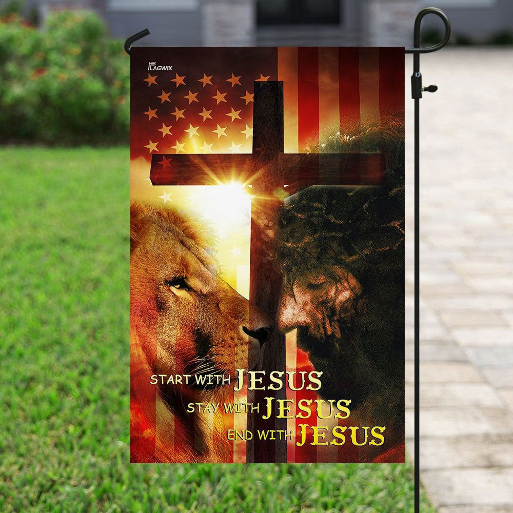 Christian Garden Flags, Start With Jesus American Flag, Christian House Flags, Christian Cross Flag, Faith Flag, easychoo.com