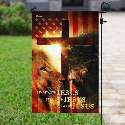 Christian Garden Flags, Start With Jesus American Flag, Christian House Flags, Christian Cross Flag, Faith Flag, easychoo.com