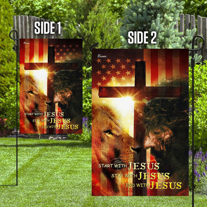 Christian Garden Flags, Start With Jesus American Flag, Christian House Flags, Christian Cross Flag, Faith Flag, easychoo.com