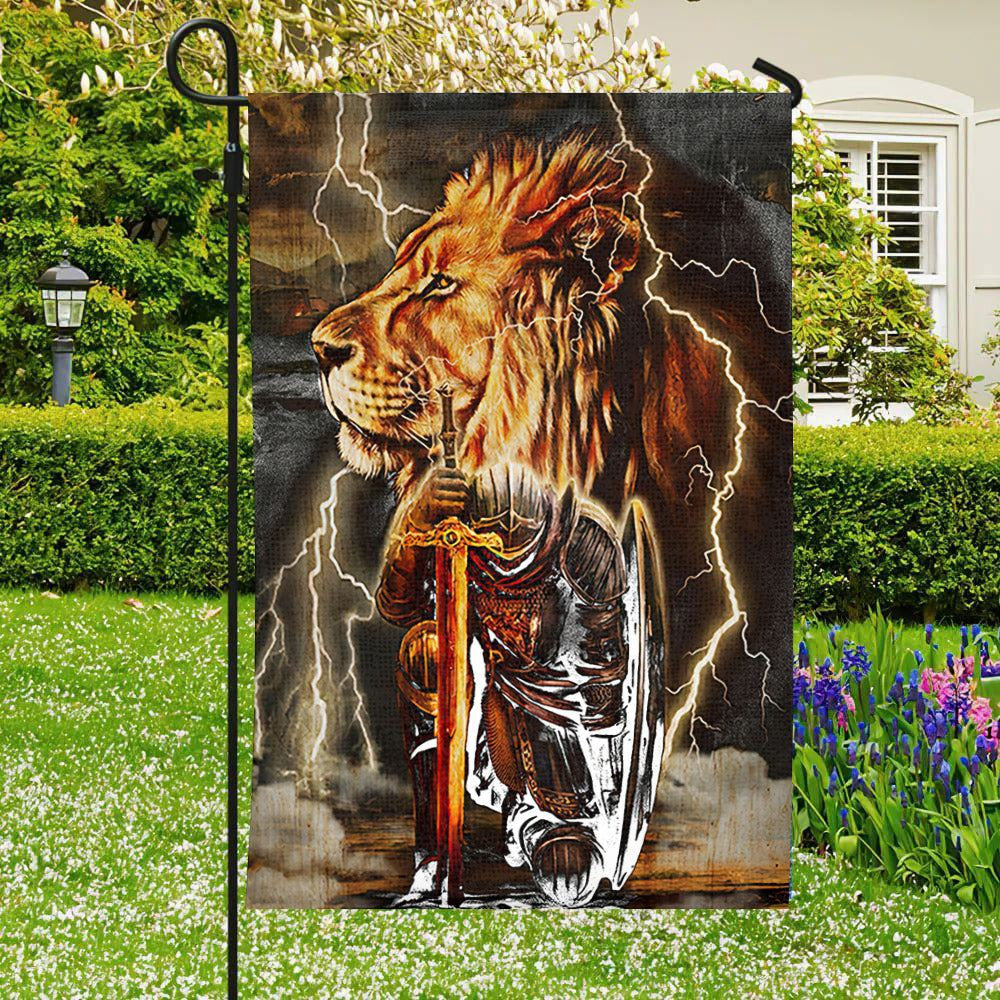 Warrior And Lion Flag, Christian's Flag, Garden Decor, Garden Flag Stand, Christian Flag, Scripture Flag, Garden Banner, easychoo.com