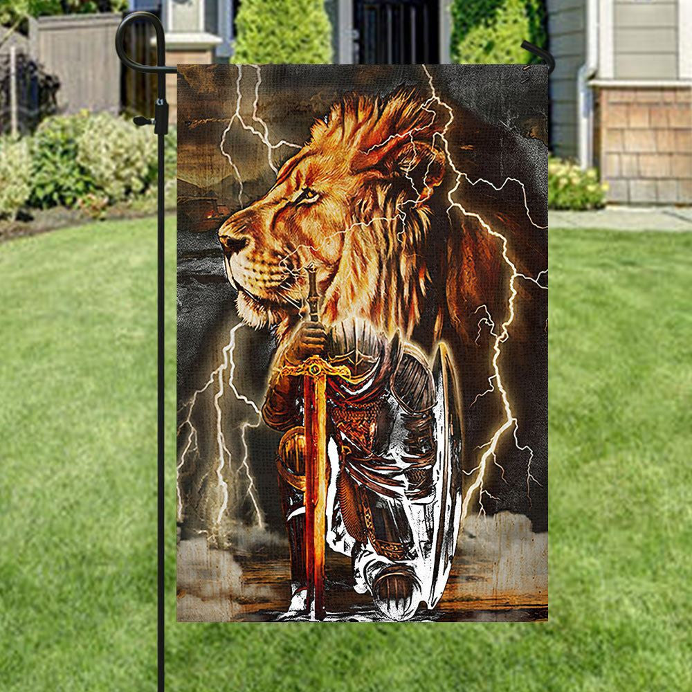 Warrior And Lion Flag, Christian's Flag, Garden Decor, Garden Flag Stand, Christian Flag, Scripture Flag, Garden Banner, easychoo.com