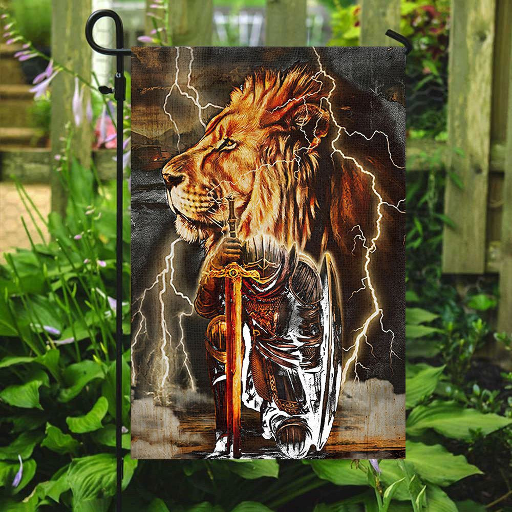 Warrior And Lion Flag, Christian's Flag, Garden Decor, Garden Flag Stand, Christian Flag, Scripture Flag, Garden Banner, easychoo.com
