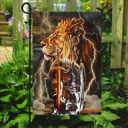 Warrior And Lion Flag, Christian's Flag, Garden Decor, Garden Flag Stand, Christian Flag, Scripture Flag, Garden Banner, easychoo.com