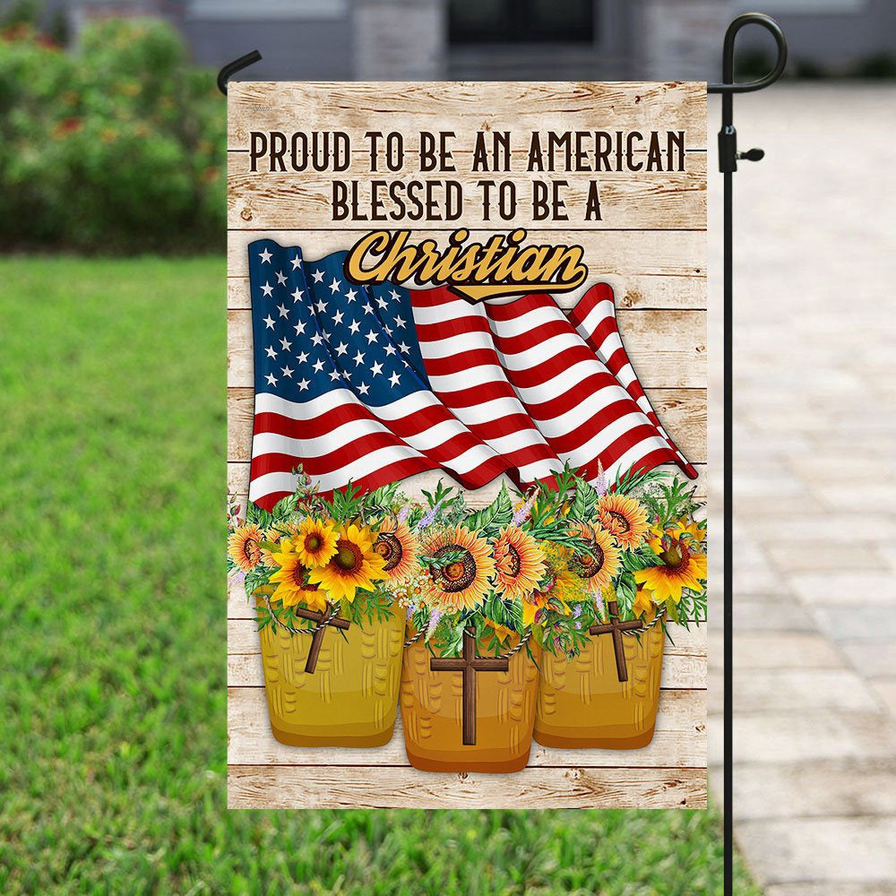 Christian Garden Flags, Proud To Be American Blessed To Be A Christian Flag, Christian House Flags, Christian Cross Flag, Faith Flag, easychoo.com