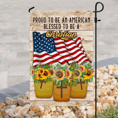 Christian Garden Flags, Proud To Be American Blessed To Be A Christian Flag, Christian House Flags, Christian Cross Flag, Faith Flag, easychoo.com