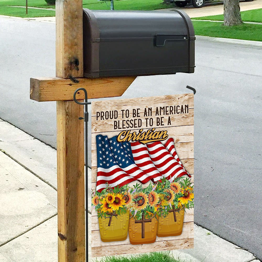 Christian Garden Flags, Proud To Be American Blessed To Be A Christian Flag, Christian House Flags, Christian Cross Flag, Faith Flag, easychoo.com