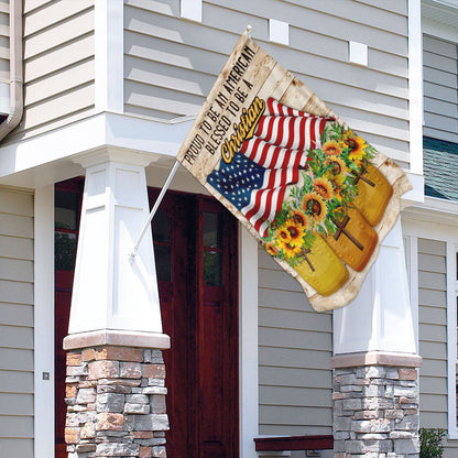 Christian Garden Flags, Proud To Be American Blessed To Be A Christian Flag, Christian House Flags, Christian Cross Flag, Faith Flag, easychoo.com