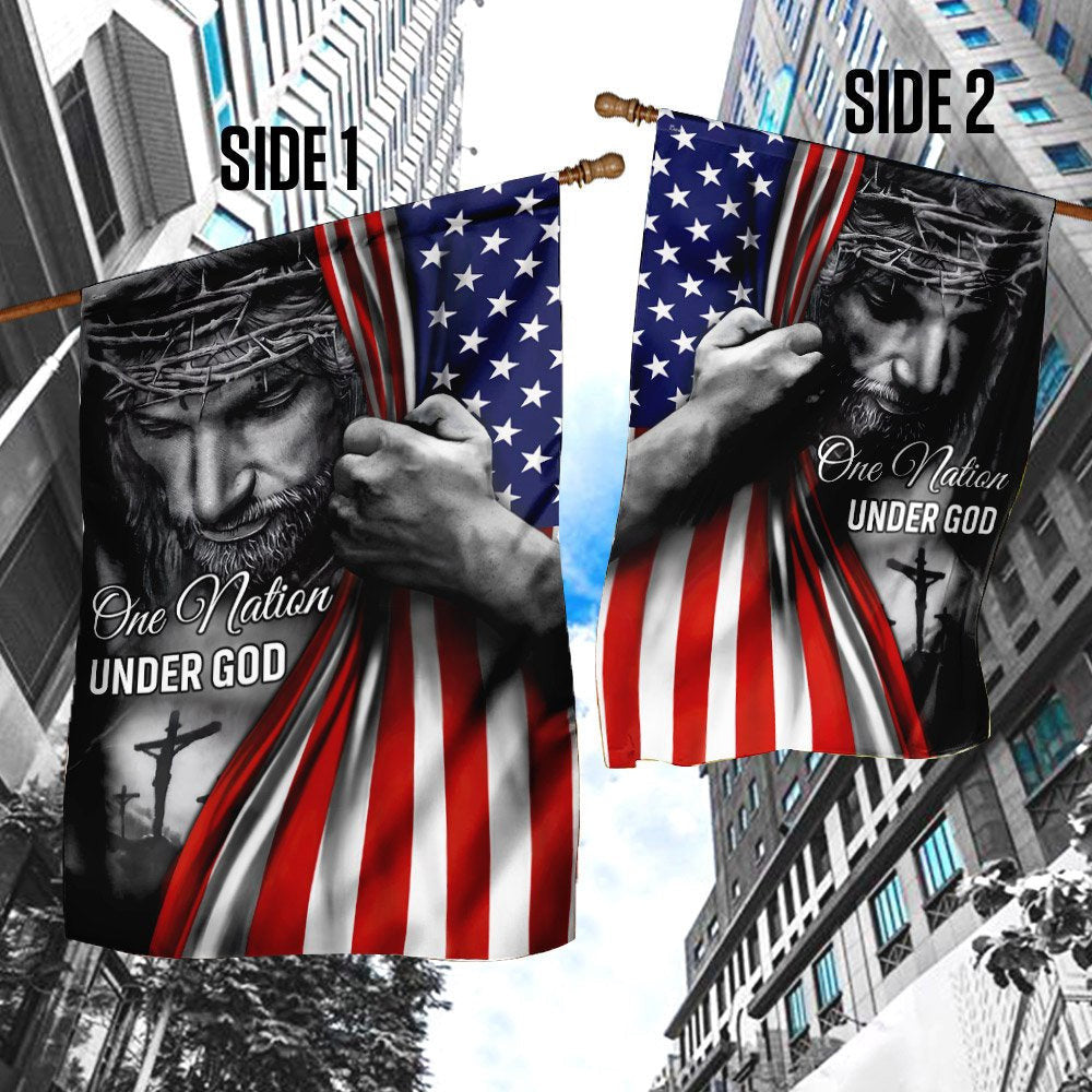 Christian Garden Flags, One Nation Under God Jesus Flag, Christian House Flags, Christian Cross Flag, Faith Flag, easychoo.com