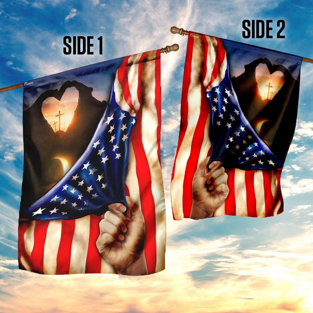 Christian Garden Flags, The Sun On The Cross Flag, Christian House Flags, Christian Cross Flag, Faith Flag, easychoo.com