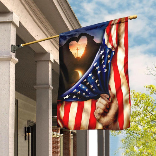 Christian Garden Flags, The Sun On The Cross Flag, Christian House Flags, Christian Cross Flag, Faith Flag, easychoo.com