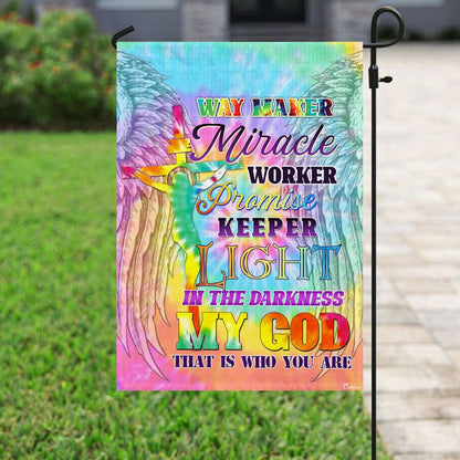 Christian Garden Flags, Way Maker Miracle Worker Promise Keeper Light In The Darkness My God Flag, Christian House Flags, Faith Flag, easychoo.com