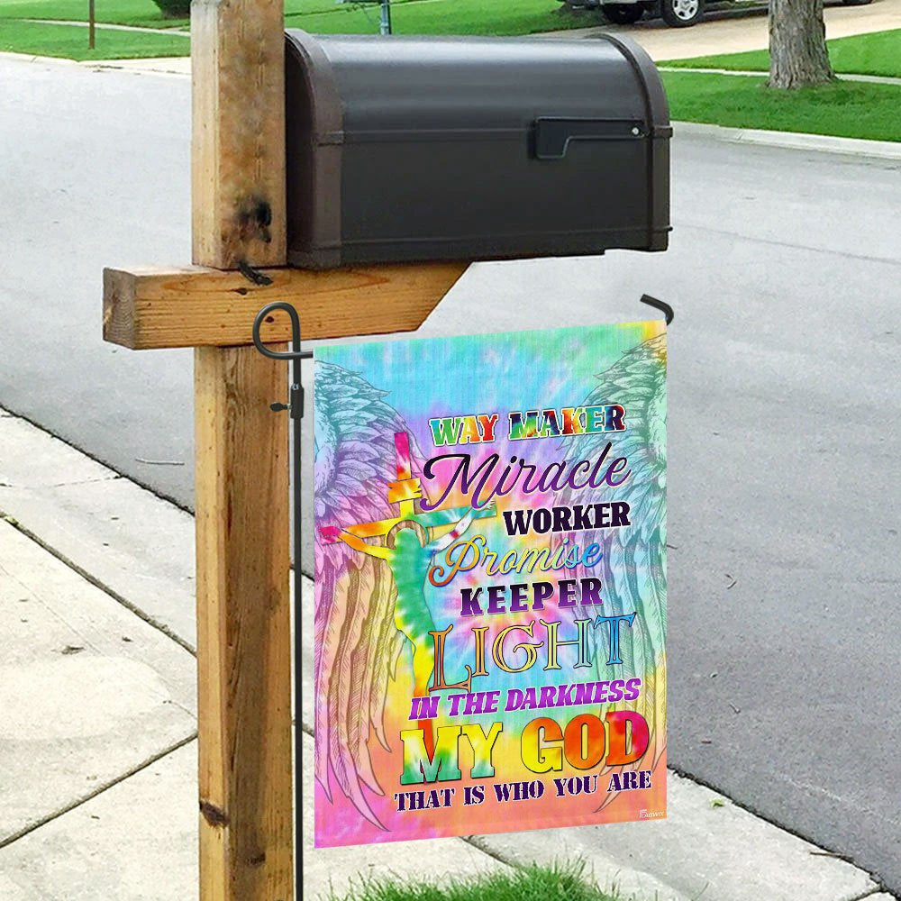 Christian Garden Flags, Way Maker Miracle Worker Promise Keeper Light In The Darkness My God Flag, Christian House Flags, Faith Flag, easychoo.com