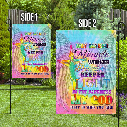 Christian Garden Flags, Way Maker Miracle Worker Promise Keeper Light In The Darkness My God Flag, Christian House Flags, Faith Flag, easychoo.com