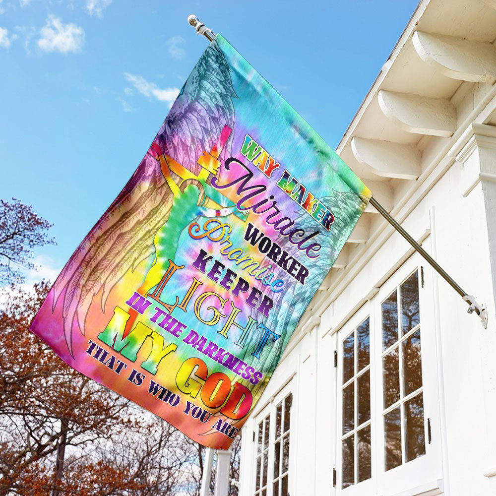 Christian Garden Flags, Way Maker Miracle Worker Promise Keeper Light In The Darkness My God Flag, Christian House Flags, Faith Flag, easychoo.com