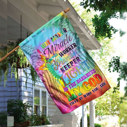 Christian Garden Flags, Way Maker Miracle Worker Promise Keeper Light In The Darkness My God Flag, Christian House Flags, Faith Flag, easychoo.com
