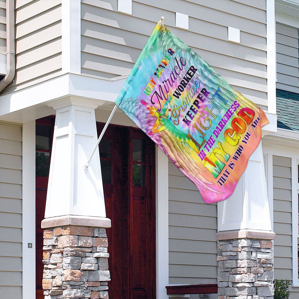 Christian Garden Flags, Way Maker Miracle Worker Promise Keeper Light In The Darkness My God Flag, Christian House Flags, Faith Flag, easychoo.com