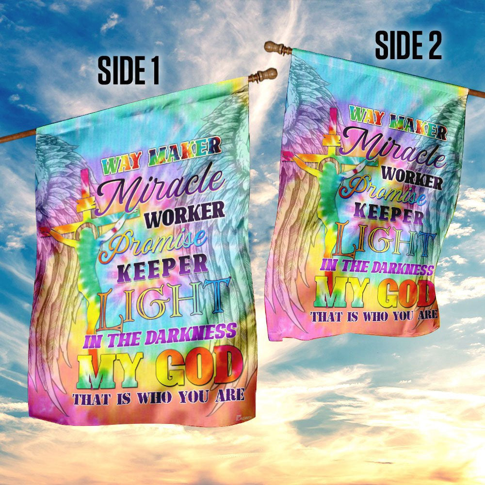 Christian Garden Flags, Way Maker Miracle Worker Promise Keeper Light In The Darkness My God Flag, Christian House Flags, Faith Flag, easychoo.com