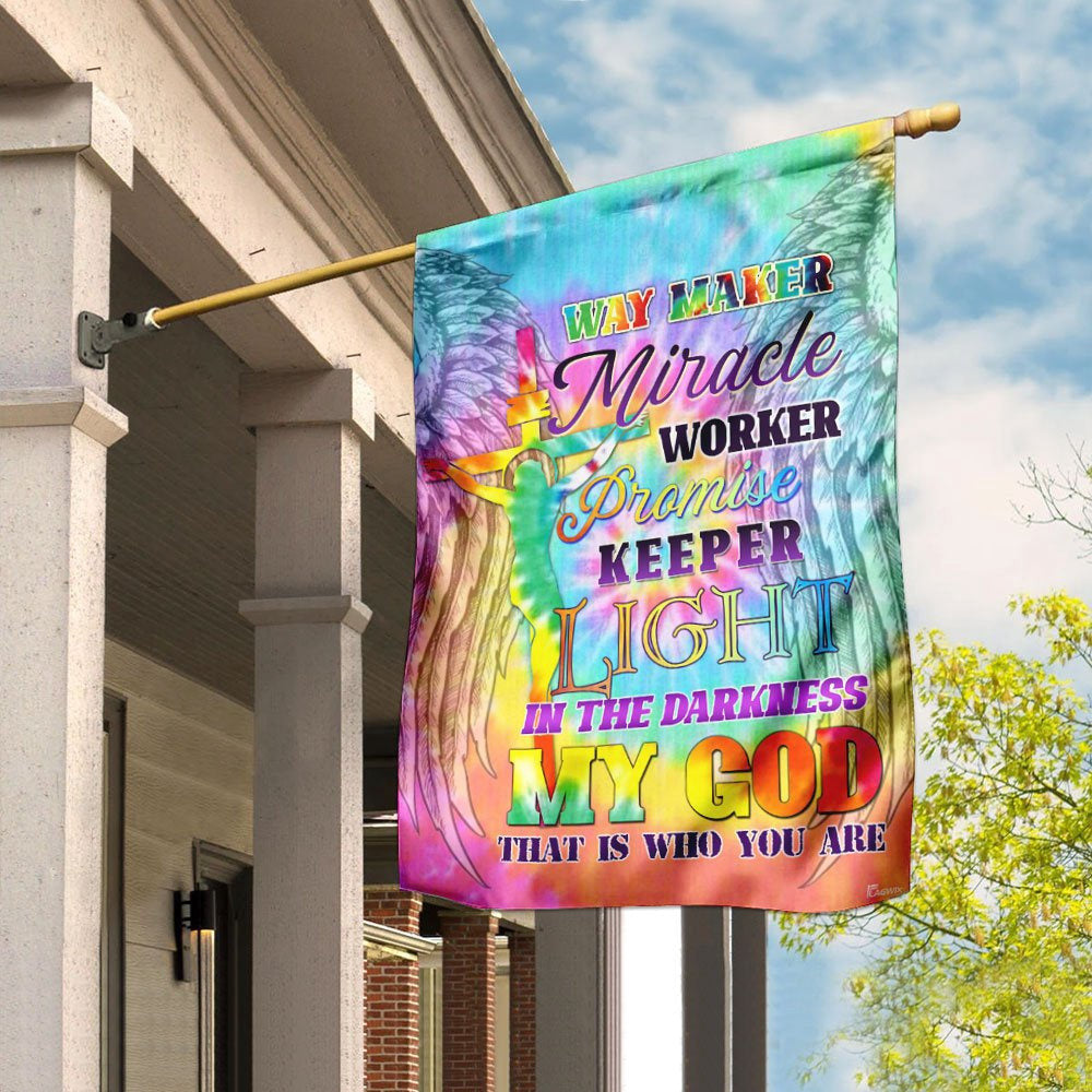 Christian Garden Flags, Way Maker Miracle Worker Promise Keeper Light In The Darkness My God Flag, Christian House Flags, Faith Flag, easychoo.com