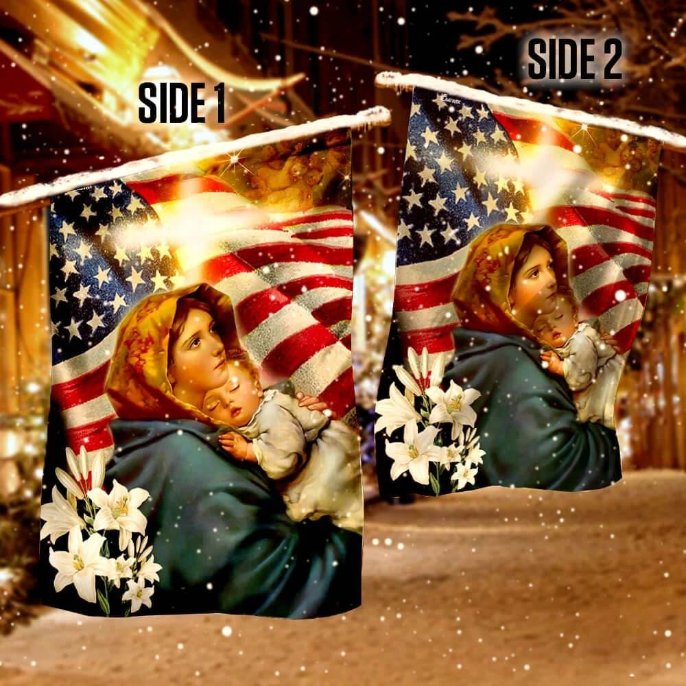 Virgin Mary and Jesus House Flags, Christian Flag, Scripture Flag, Garden Banner, easychoo.com