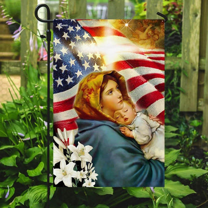 Virgin Mary and Jesus House Flags, Christian Flag, Scripture Flag, Garden Banner, easychoo.com