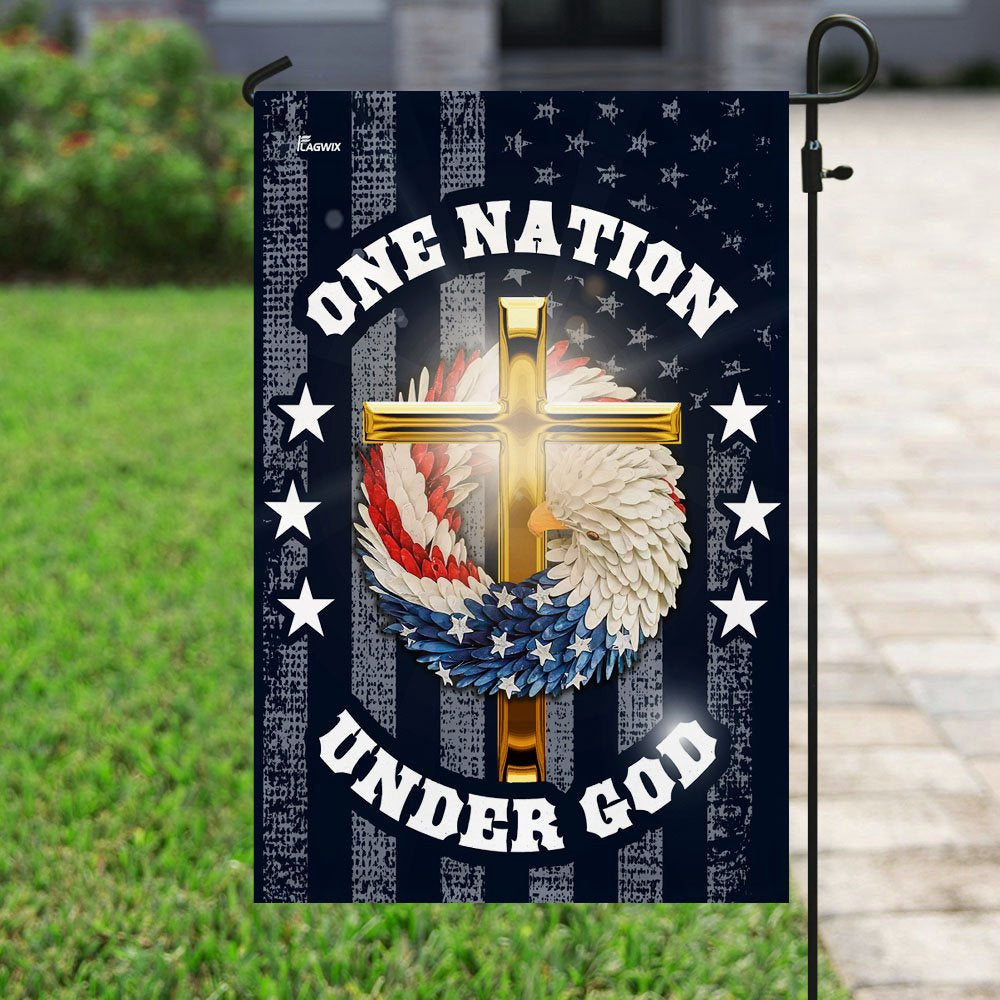 Christian Garden Flags, One Nation Under God Christian Wreath Flag, Christian House Flags, Christian Cross Flag, Faith Flag, easychoo.com