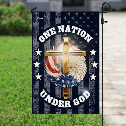 Christian Garden Flags, One Nation Under God Christian Wreath Flag, Christian House Flags, Christian Cross Flag, Faith Flag, easychoo.com